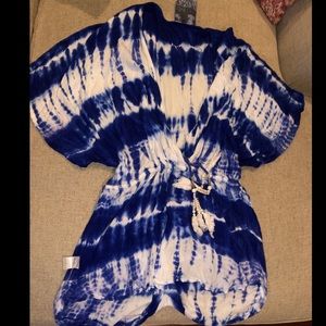 Blue and white romper